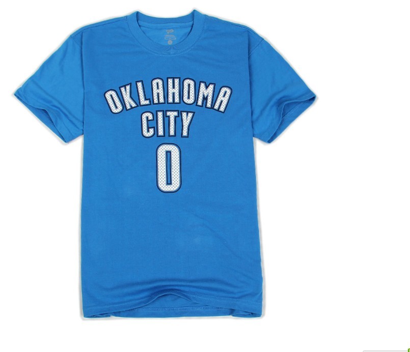 Men's  Oklahoma City Thunder #0 Russell Westbrook Blue T-shirt